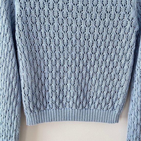 Reformation 100% Linen Blue Rose Pointelle Sweater - Picture 12 of 16